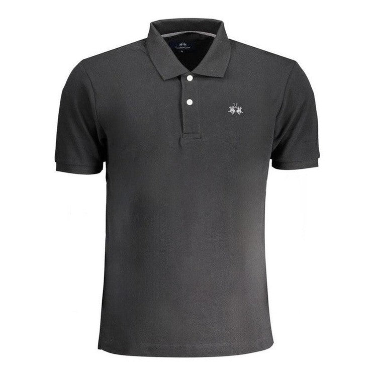 La Martina Black Cotton Men's Polo Shirt - Designer Fashion | Mens Edit