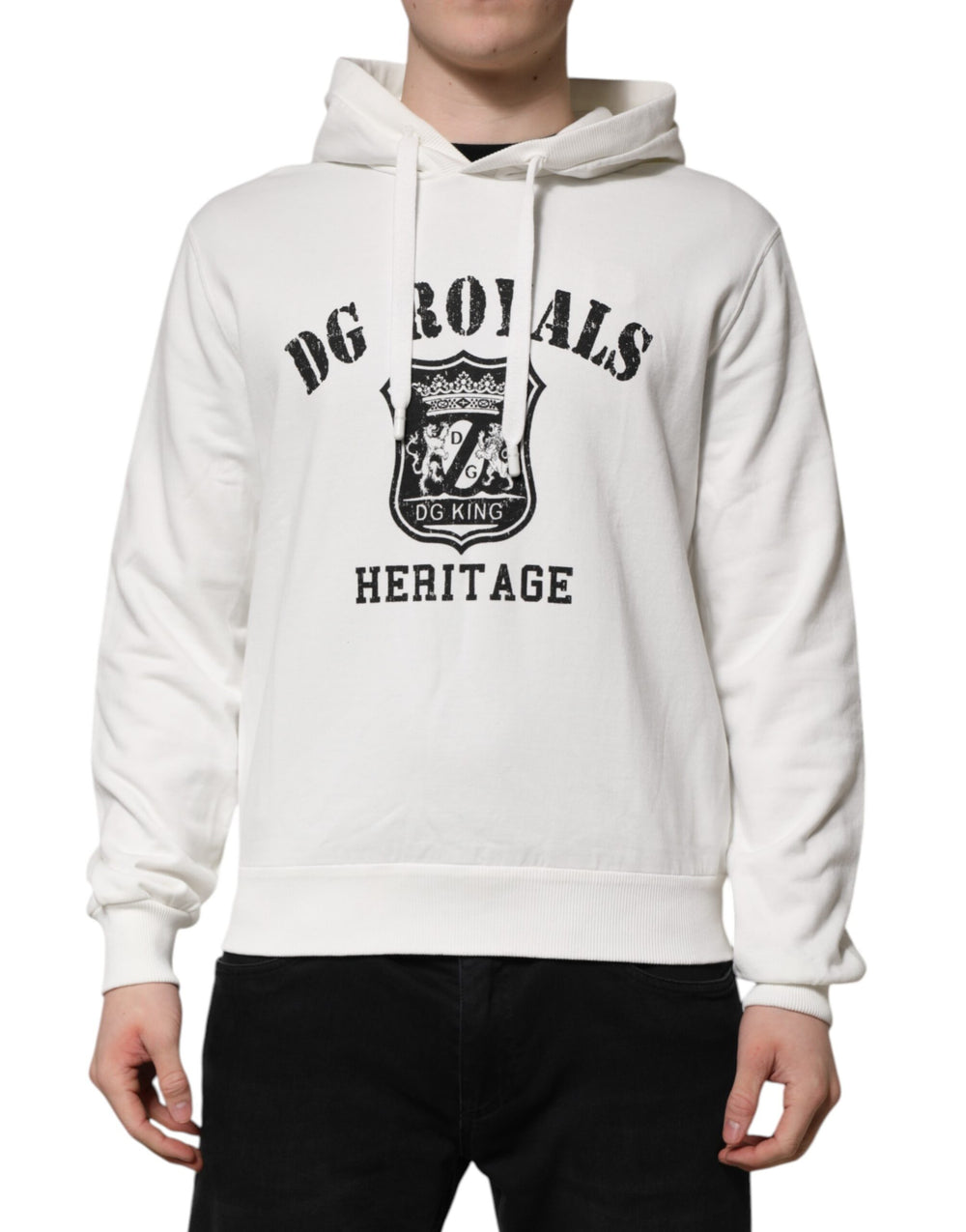 Dolce & Gabbana 100% Cotton Hooded Sweater in White
