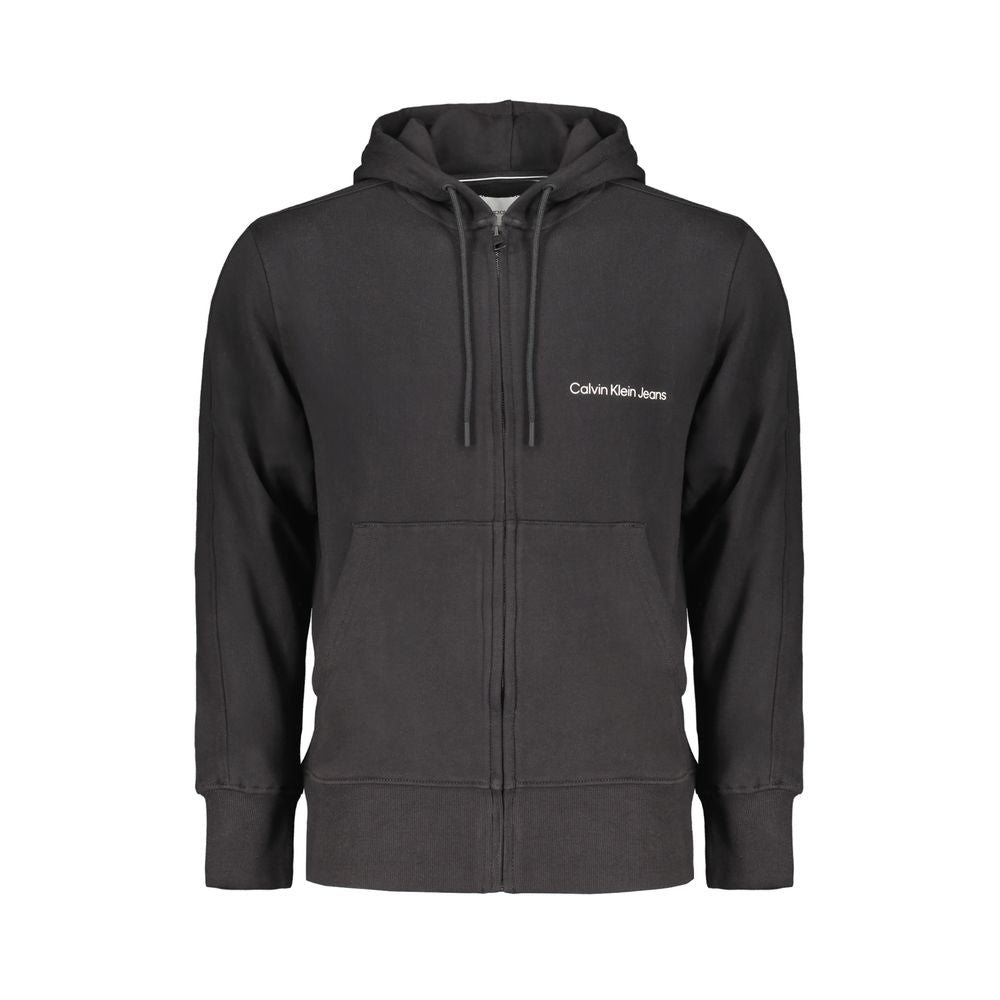 Black Cotton Men Sweater with Hood and Central Pockets mens luxury fashion - Mens Edit
