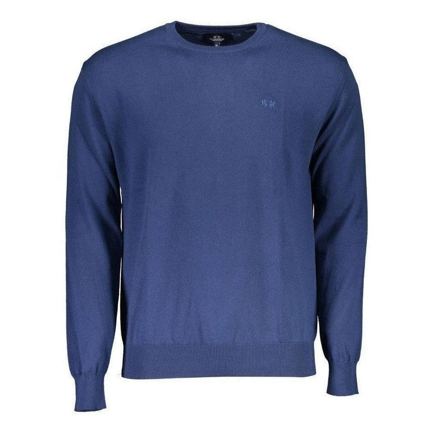 La Martina Blue Cotton Men's Knit Sweater - Designer Knitwear | Mens Edit