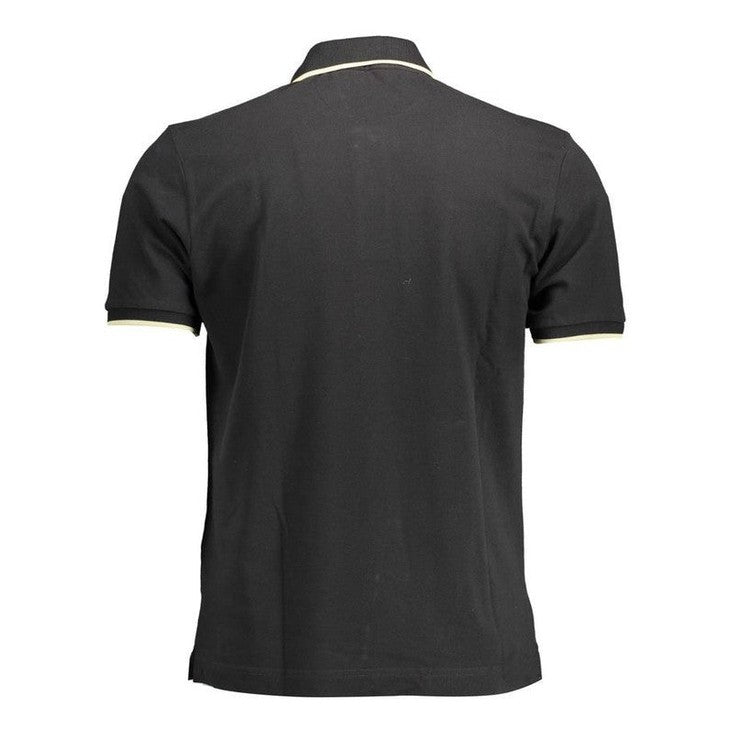 La Martina Black Piqué Cotton Polo Shirt