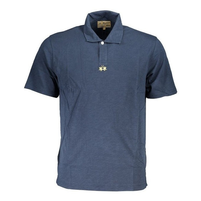 La Martina Blue Cotton Men's Polo Shirt - Luxury Designer Fashion | Mens Edit