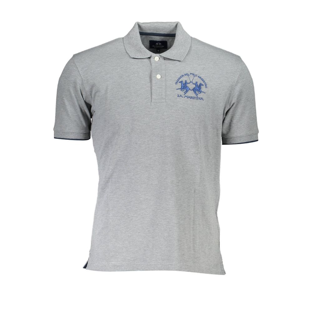La Martina Cotton Polo Shirt in Grey