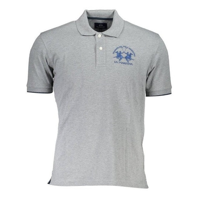 La Martina Grey Cotton Men's Polo Shirt - Luxury Designer | Mens Edit