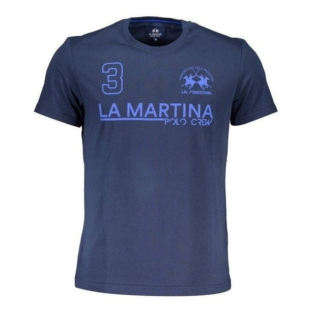 La Martina Blue Cotton Men's Jersey T-Shirt - Designer Fashion | Mens Edit