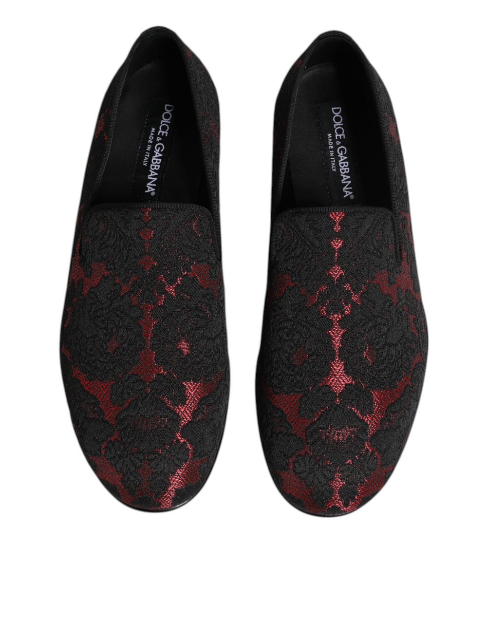 Dolce & Gabbana Leather Slip-On Loafers in Black and Red
