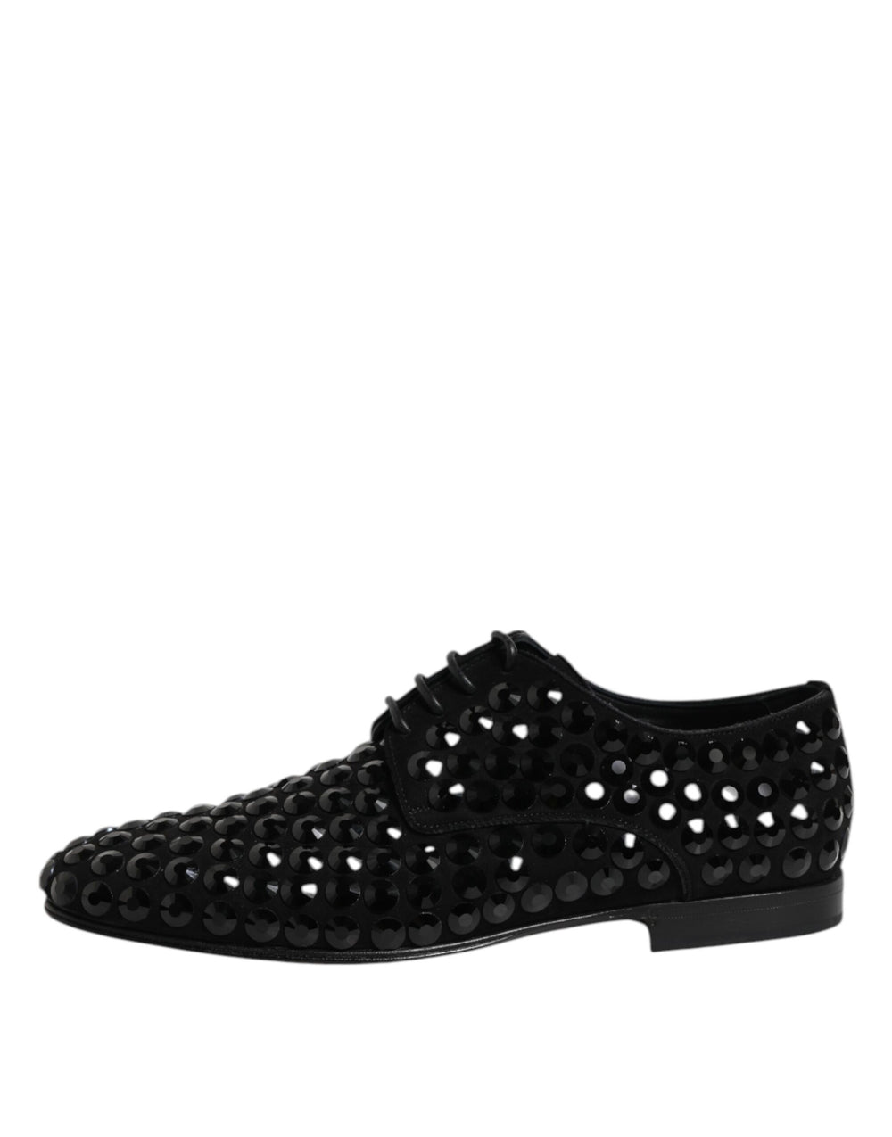 Dolce & Gabbana Suede Strass Derby Shoes in Black