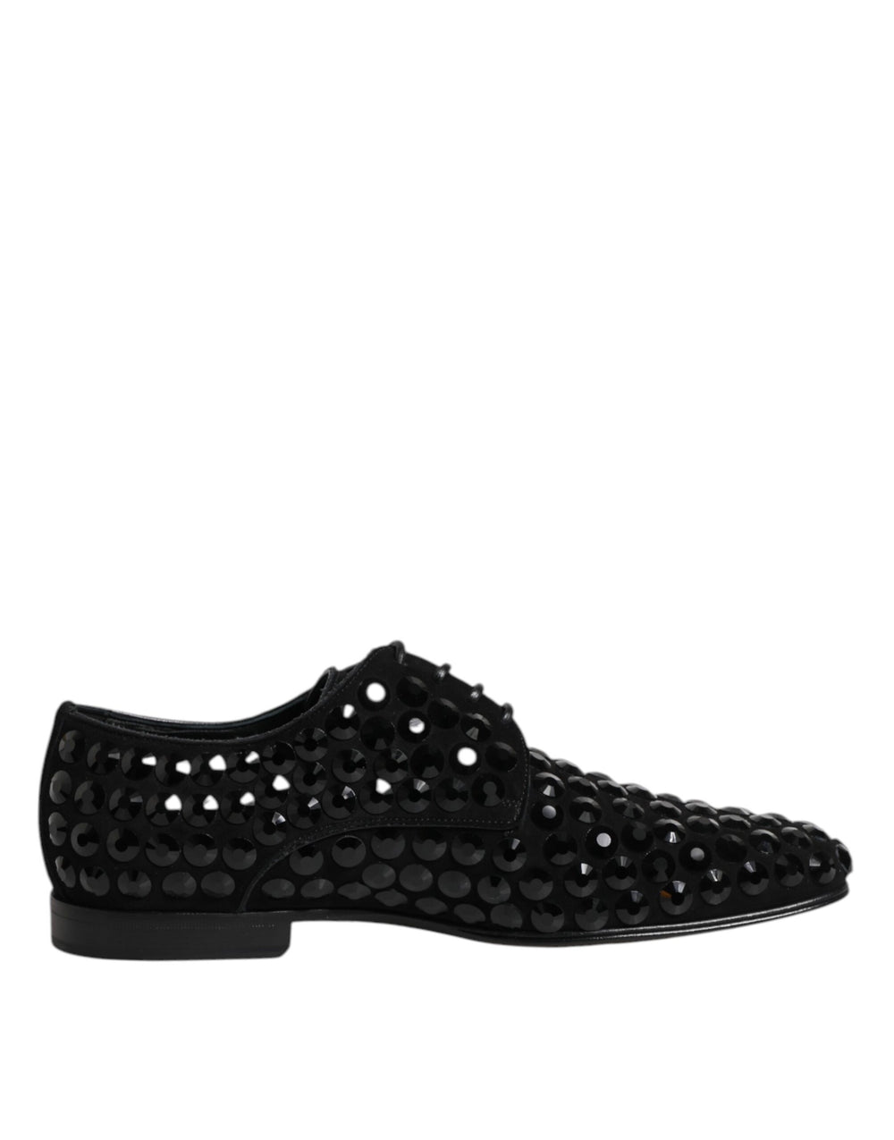 Dolce & Gabbana Suede Strass Derby Shoes in Black