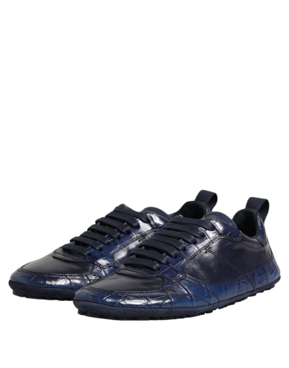 Dolce & Gabbana Crocodile Leather Low-Top Sneakers in Dark Blue