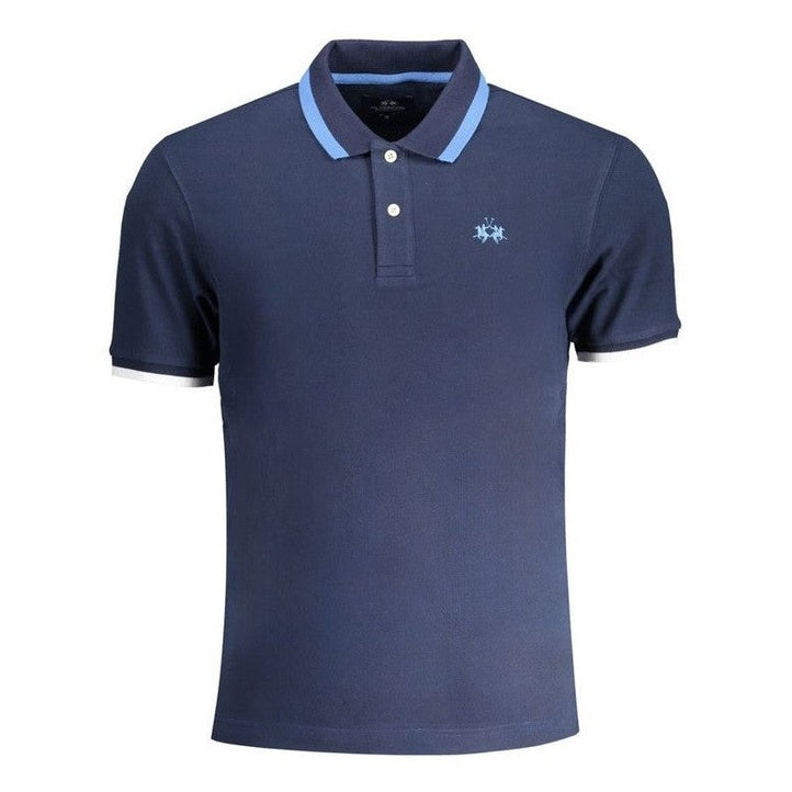 La Martina Blue Cotton Men's Polo Shirt - Luxury Fashion | Mens Edit