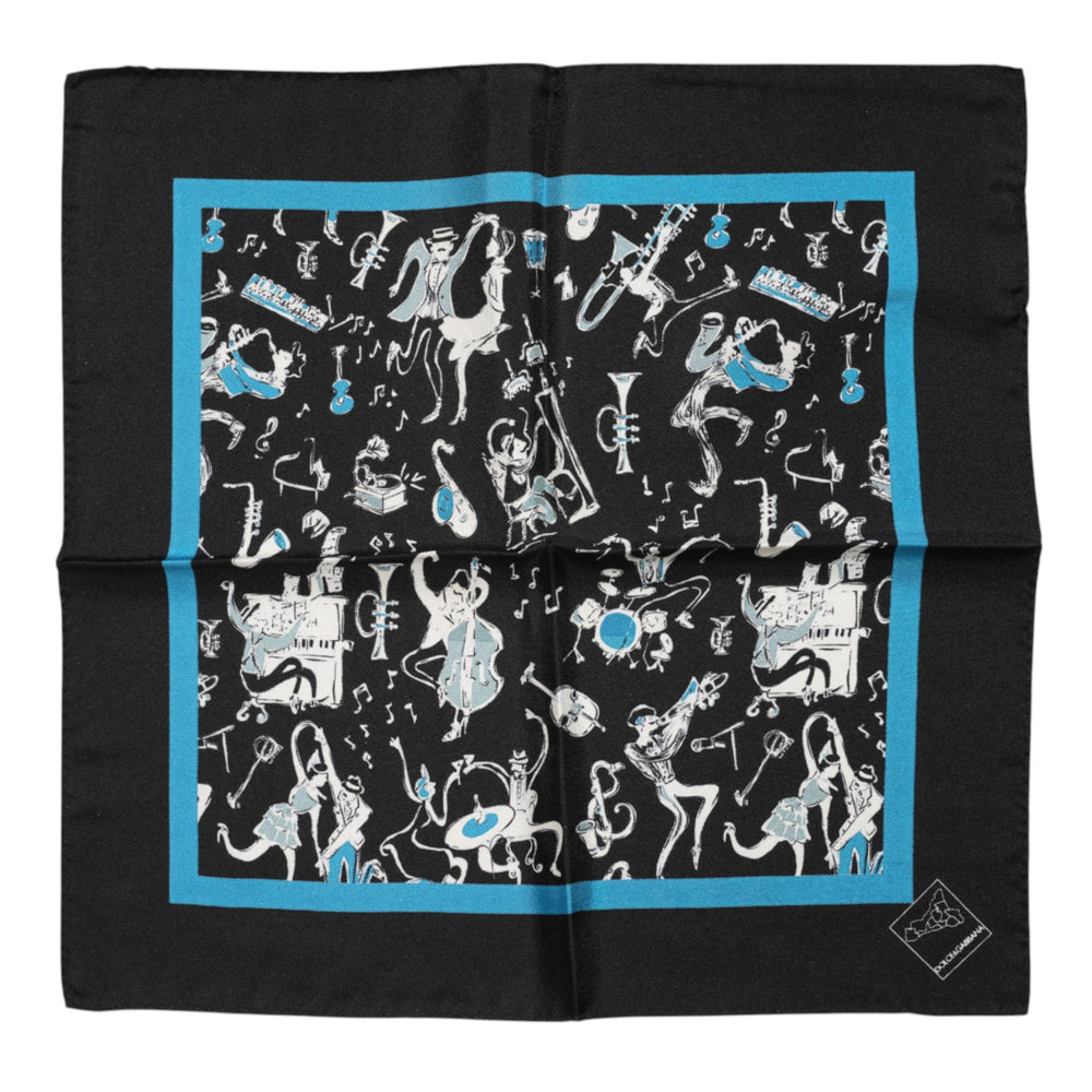 Dolce & Gabbana 100% Silk Jazz Club Square Foulard in Black