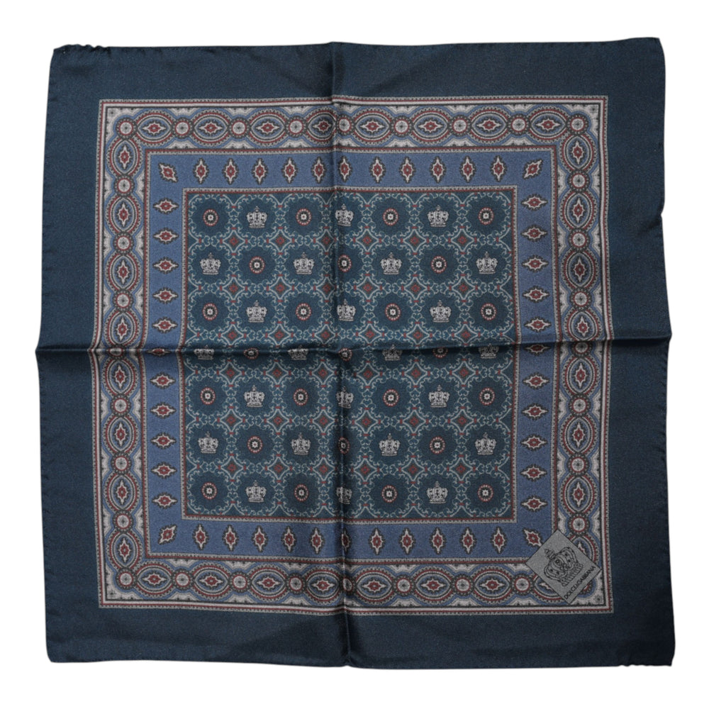 Dolce & Gabbana 100% Silk Printed Square Foulard in Blue