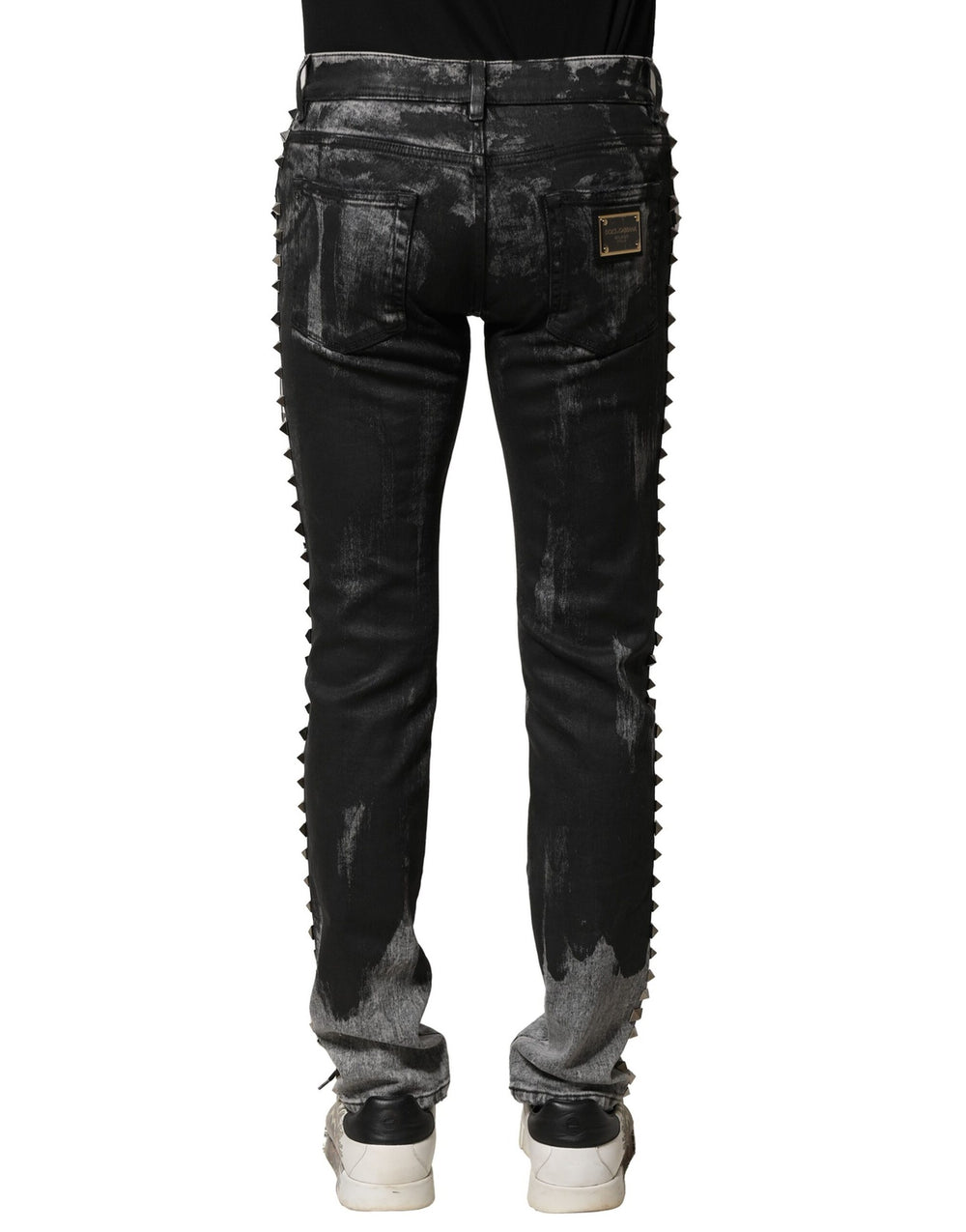 Dolce & Gabbana Embellished Skinny Jeans in Black Washed