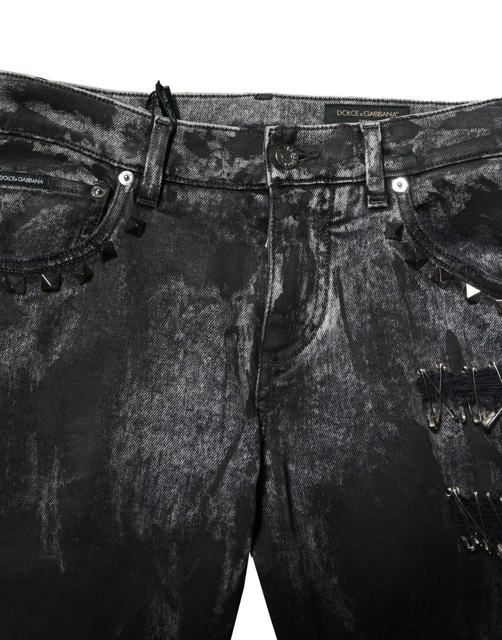 Dolce & Gabbana Embellished Skinny Jeans in Black Washed
