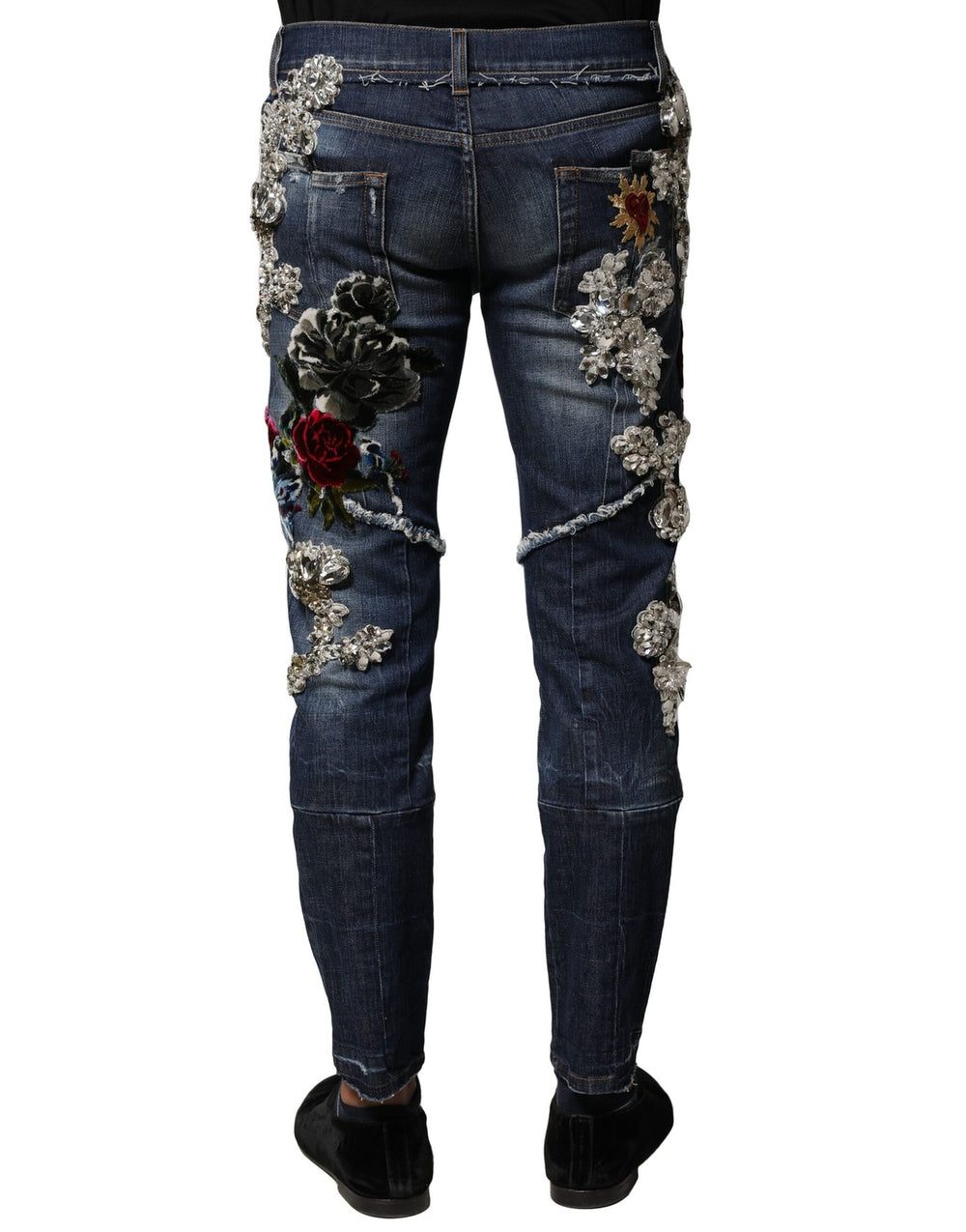 Dolce & Gabbana Rhinestone Embellished Skinny Jeans in Blue