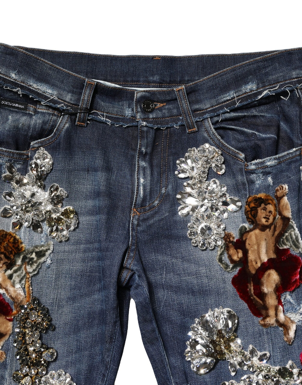 Dolce & Gabbana Rhinestone Embellished Skinny Jeans in Blue