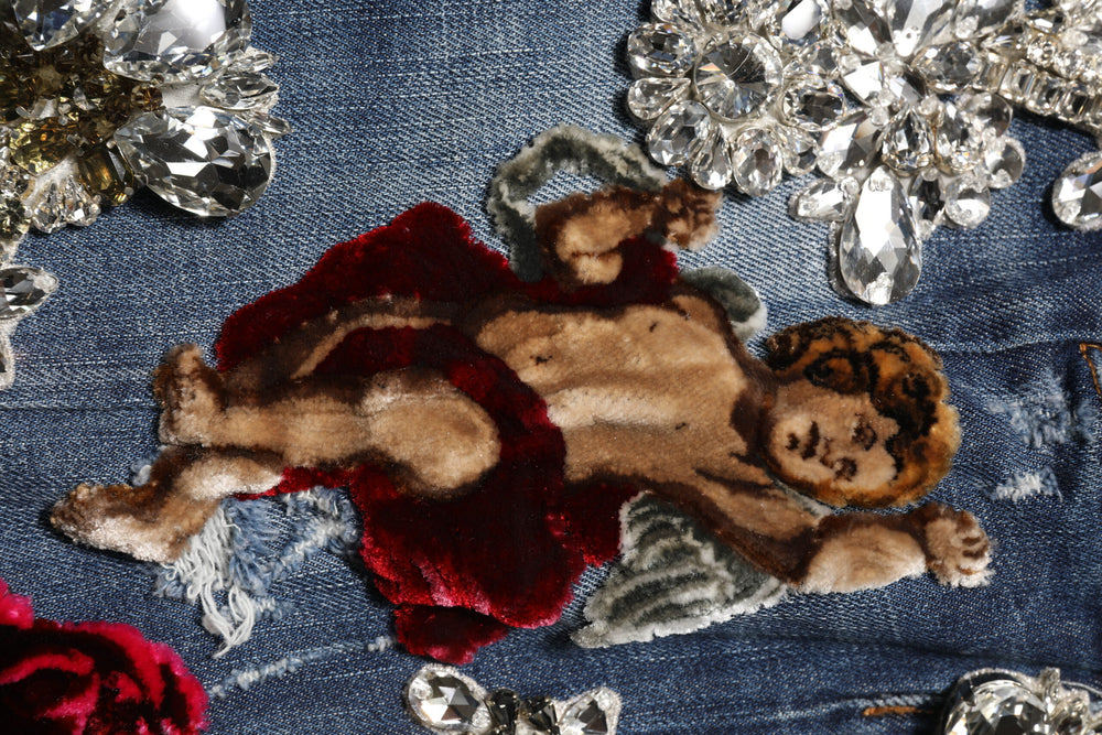 Dolce & Gabbana Rhinestone Embellished Skinny Jeans in Blue
