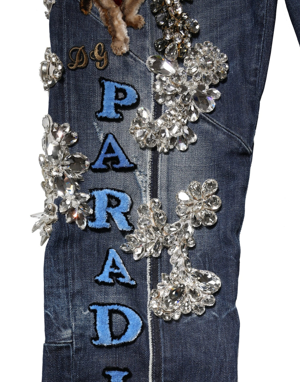 Dolce & Gabbana Rhinestone Embellished Skinny Jeans in Blue