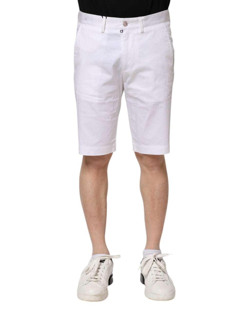 White Cotton Stretch Men Denim Bermuda Shorts mens luxury fashion - Mens Edit