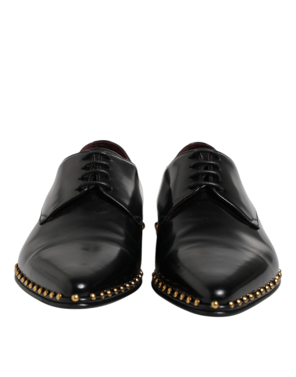 Dolce & Gabbana Calfskin Leather Studded Derby Shoes in Black