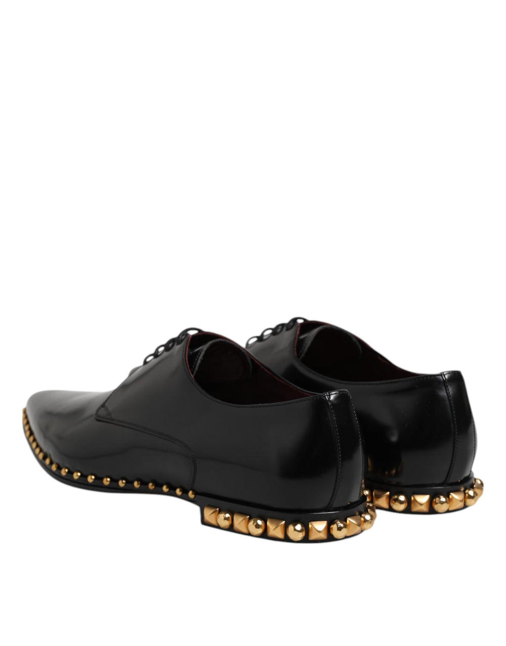 Dolce & Gabbana Calfskin Leather Studded Derby Shoes in Black