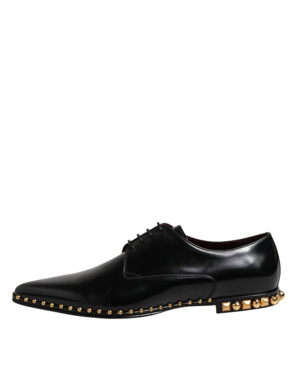 Dolce & Gabbana Calfskin Leather Studded Derby Shoes in Black
