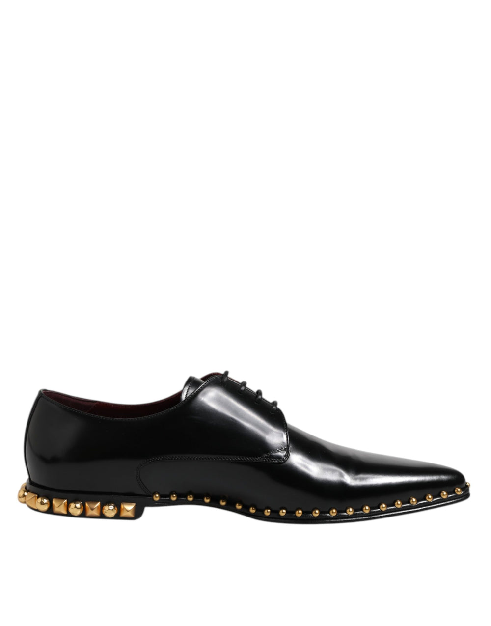 Dolce & Gabbana Calfskin Leather Studded Derby Shoes in Black