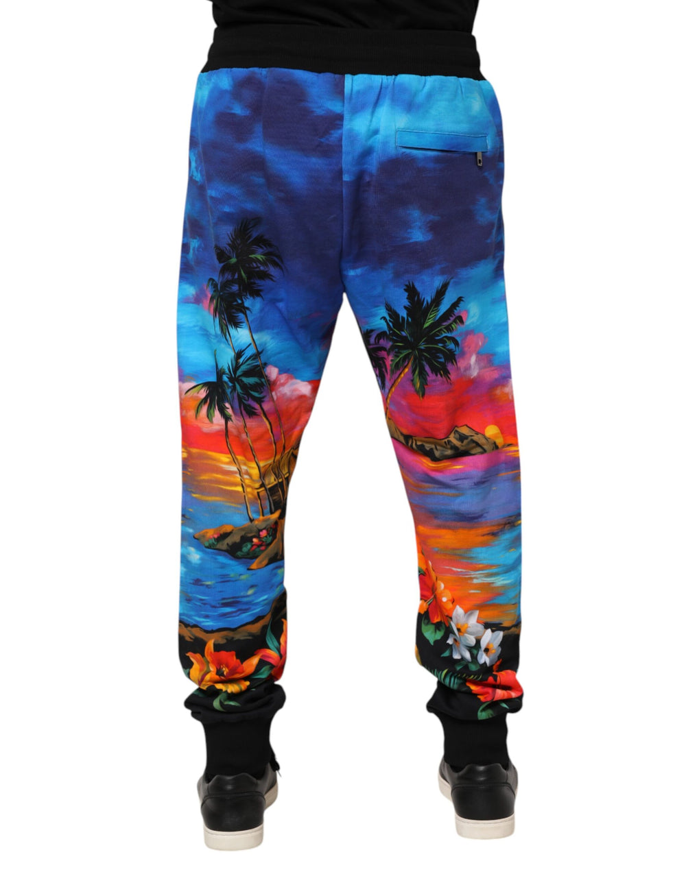 Dolce & Gabbana Cotton Hawaiian Print Jogger Pants in Blue