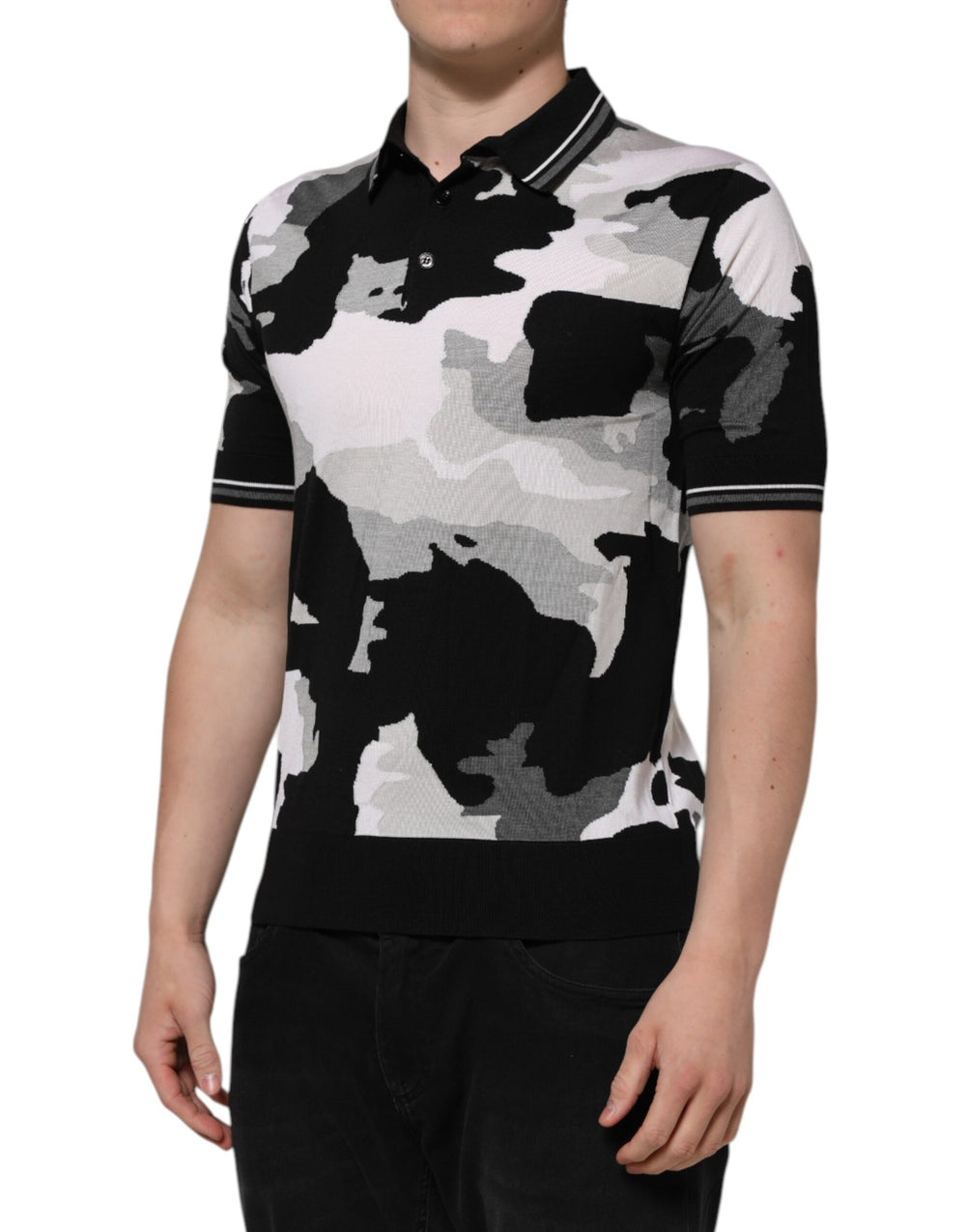Dolce & Gabbana Silk Polo Shirt in Multicolor Camouflage