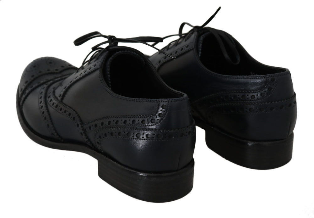 Dolce & Gabbana Leather Wingtip Derby Shoes in Dark Blue