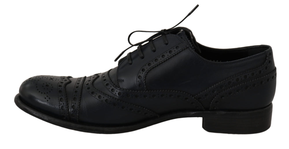 Dolce & Gabbana Leather Wingtip Derby Shoes in Dark Blue