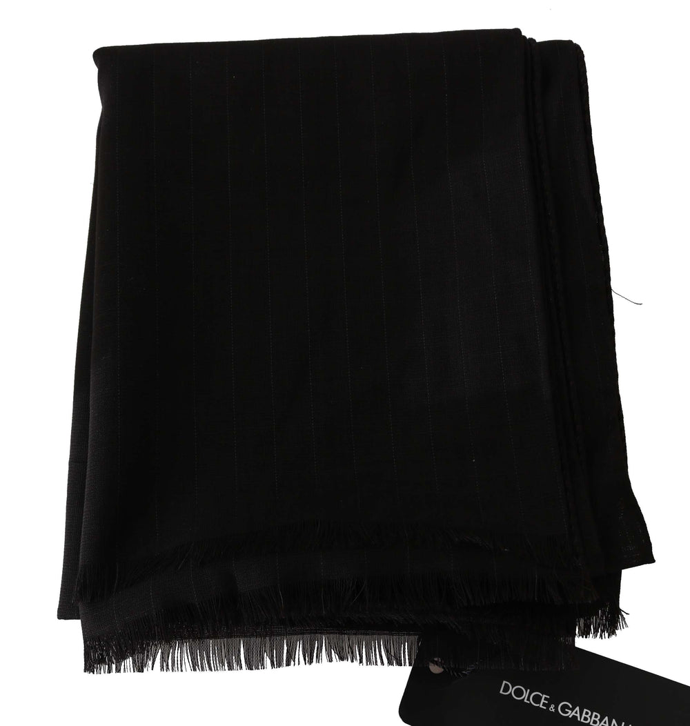 Dolce & Gabbana 100% Virgin Wool Striped Wrap Scarf in Dark Grey