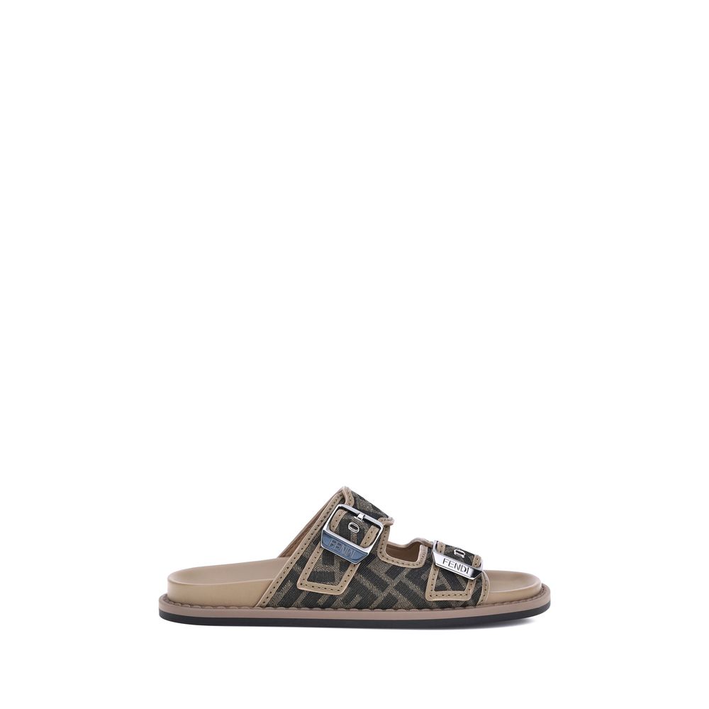 Fendi Brown Calf Leather Two-Strap Sandals mens luxury fashion - Mens Edit