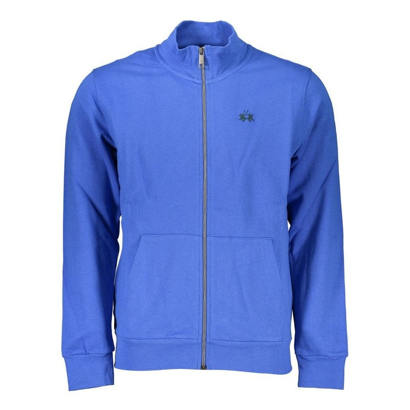 La Martina Blue Cotton Men's Embroidered Jersey Sweatshirt - Designer | Mens Edit