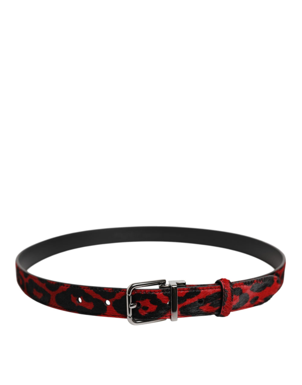 Dolce & Gabbana Calfskin Leopard Belt in Black and Red