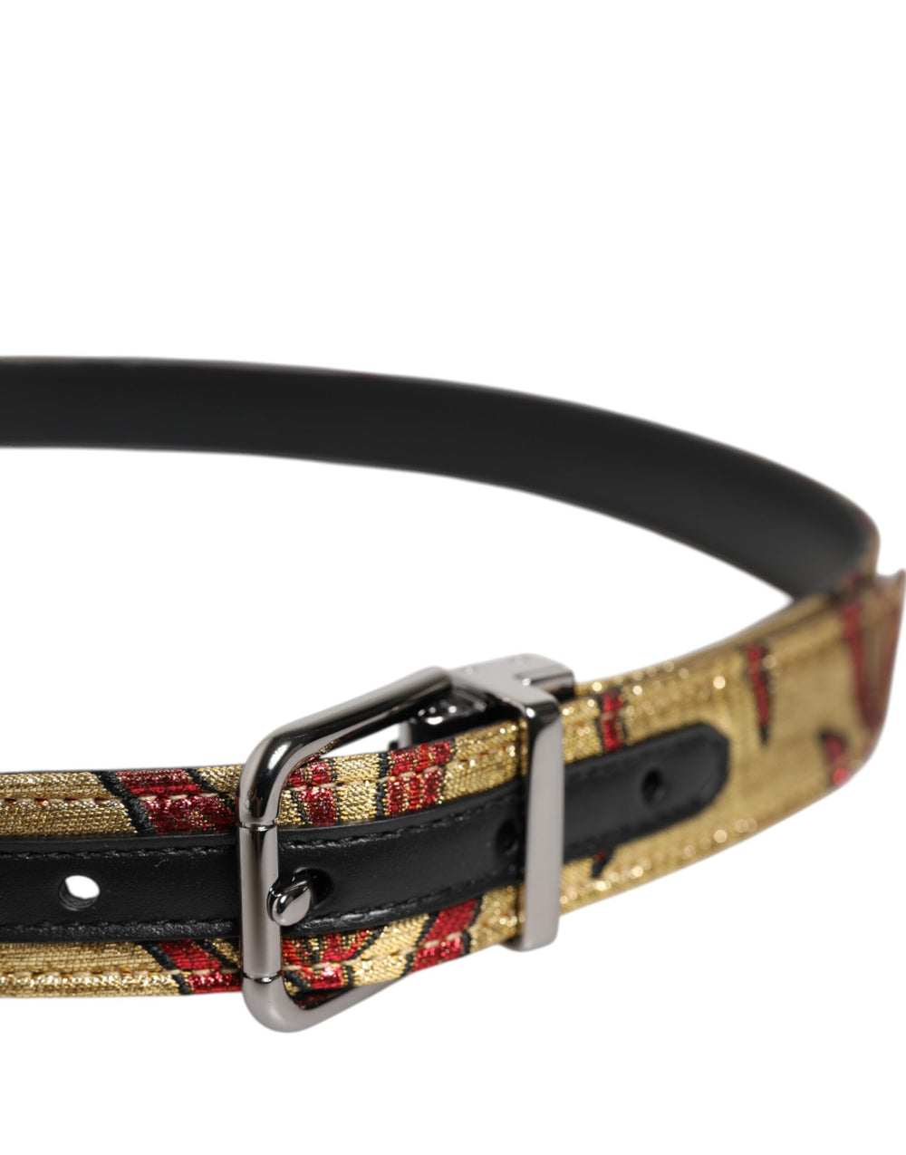 Dolce & Gabbana Floral Jacquard Belt in Gold