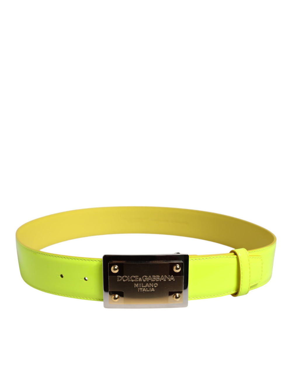 Dolce & Gabbana Calf Leather Belt in Yellow-Green