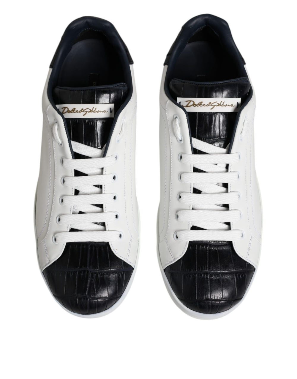Dolce & Gabbana Portofino Leather Sneakers in White and Black