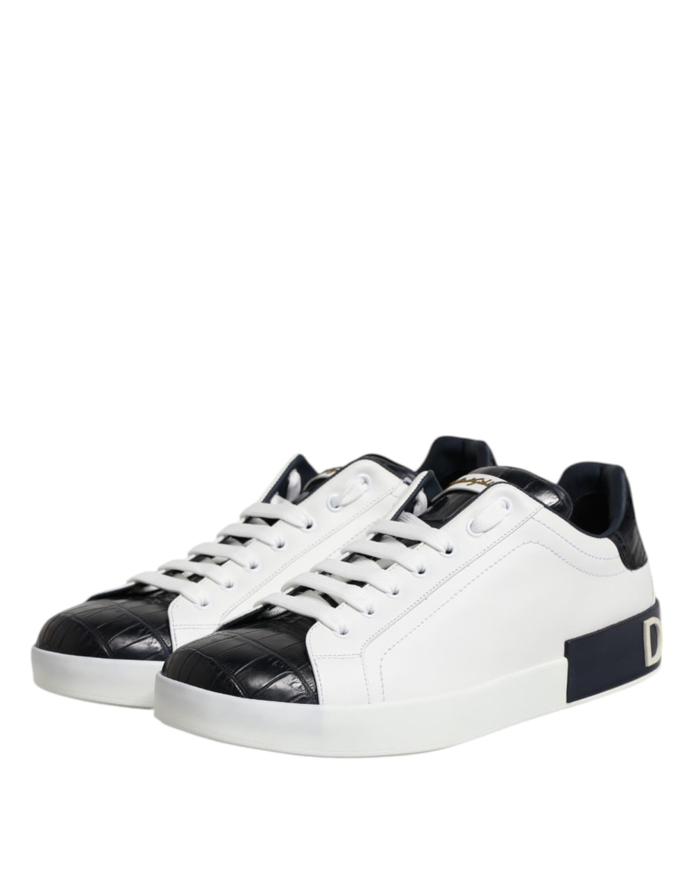 Dolce & Gabbana Portofino Leather Sneakers in White and Black