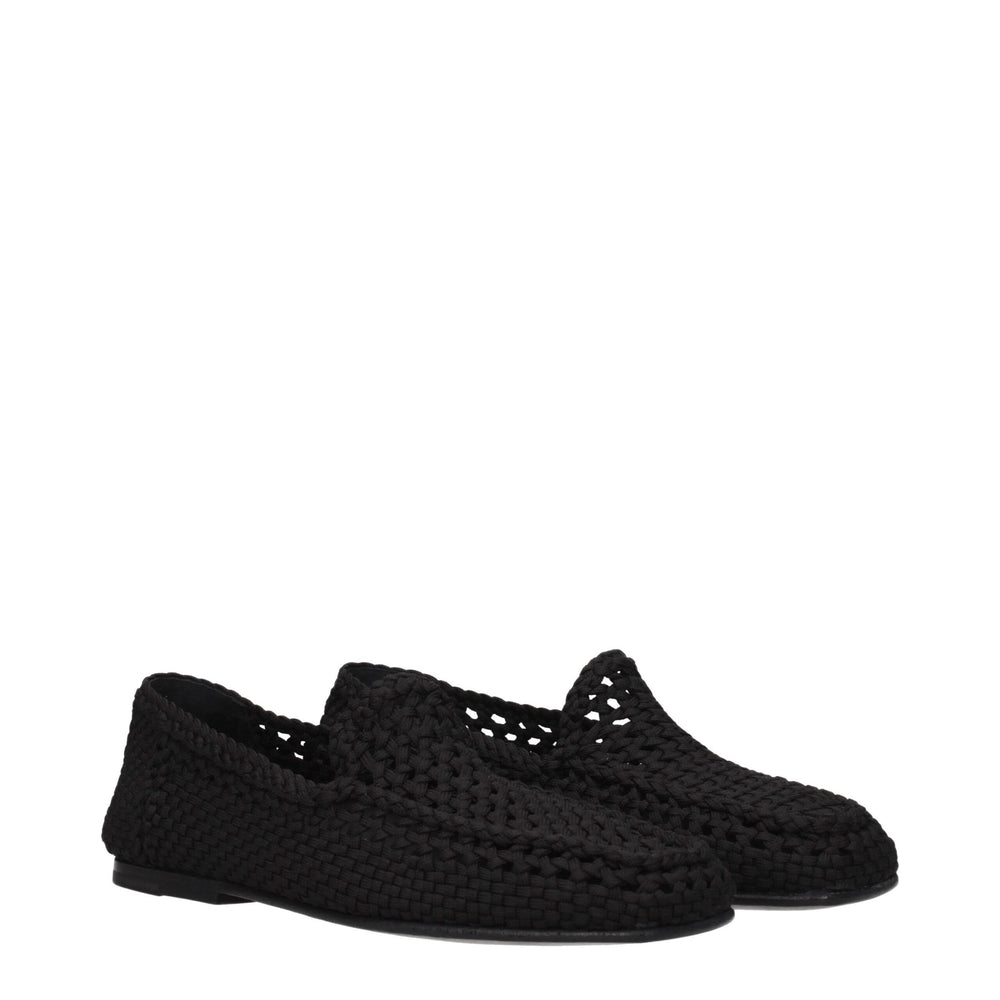 Dolce & Gabbana Fabric Slip-On Loafers in Black