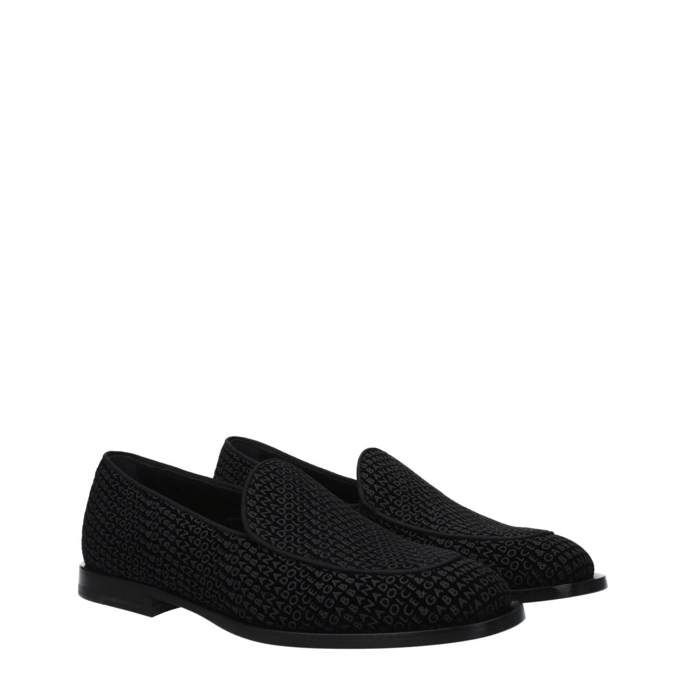 Dolce & Gabbana Velvet Slip-On Loafers in Black