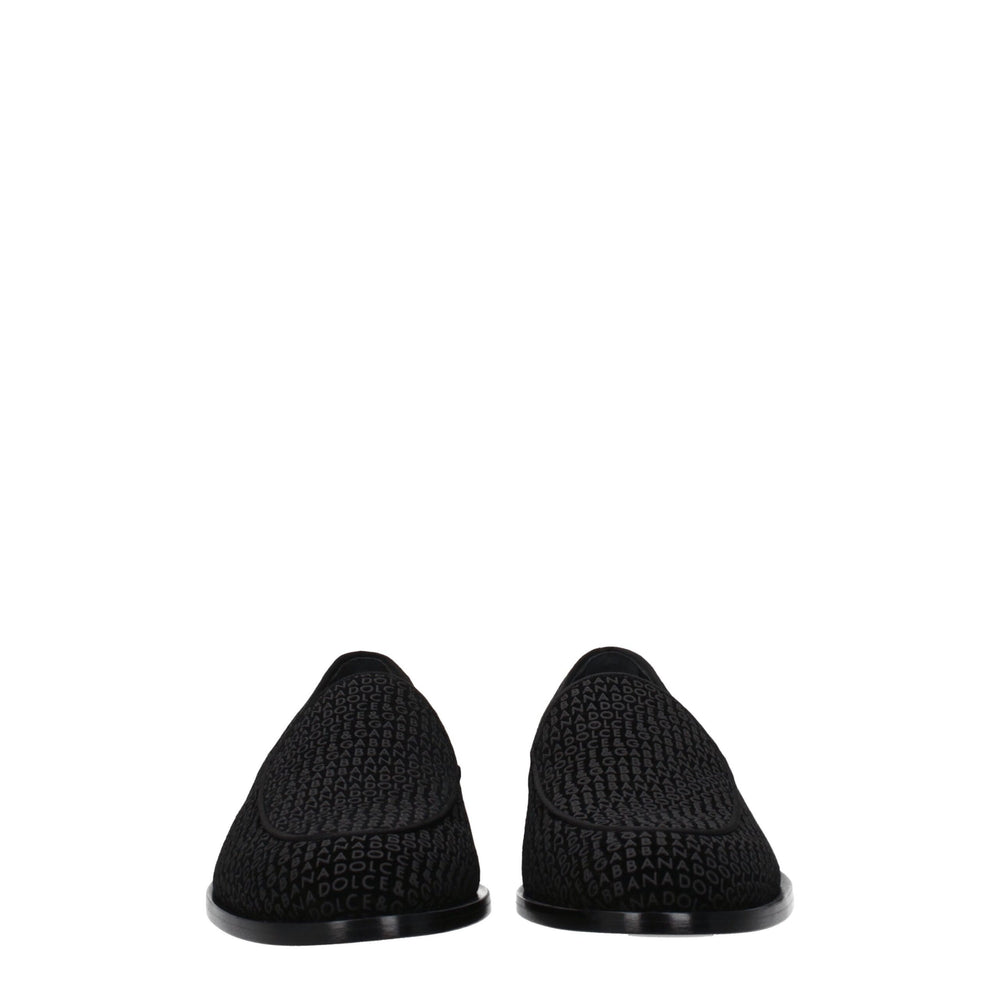 Dolce & Gabbana Velvet Slip-On Loafers in Black