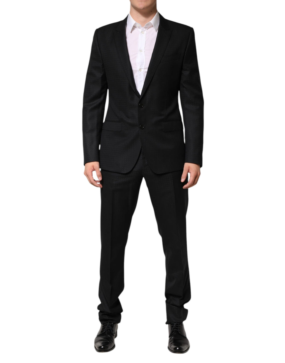 Black Jacquard Single Breasted 2 Piece Suit mens luxury fashion - Mens Edit