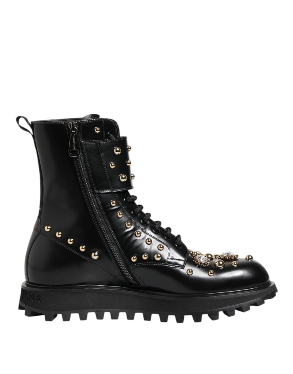 Dolce & Gabbana Studded Calf Leather Mid-Calf Boots in Black