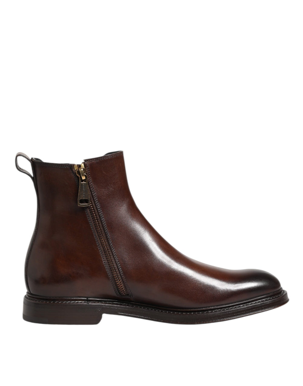 Dolce & Gabbana Leather Chelsea Mid-Calf Boots in Brown