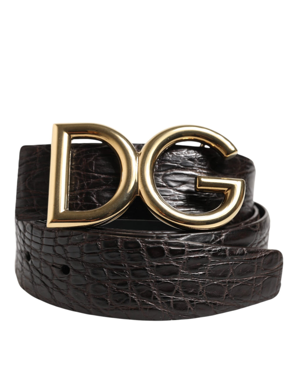 Dolce & Gabbana Caiman Leather Belt in Black