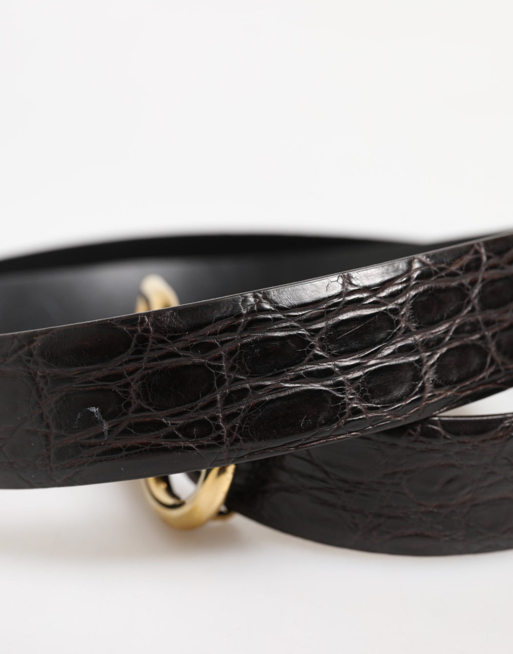 Dolce & Gabbana Caiman Leather Belt in Black