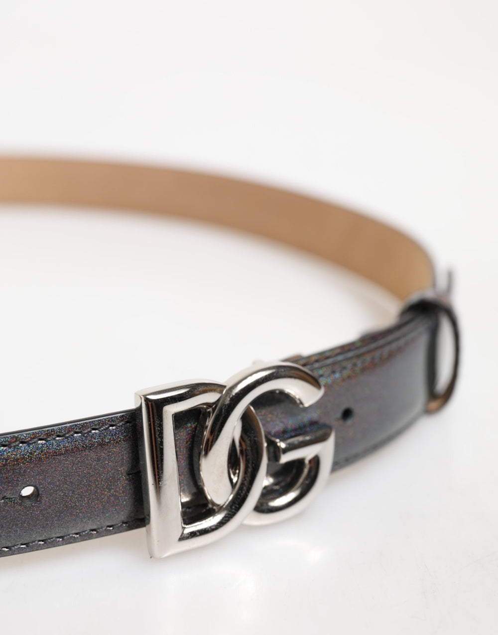 Dolce & Gabbana Leather Belt in Silver Tone