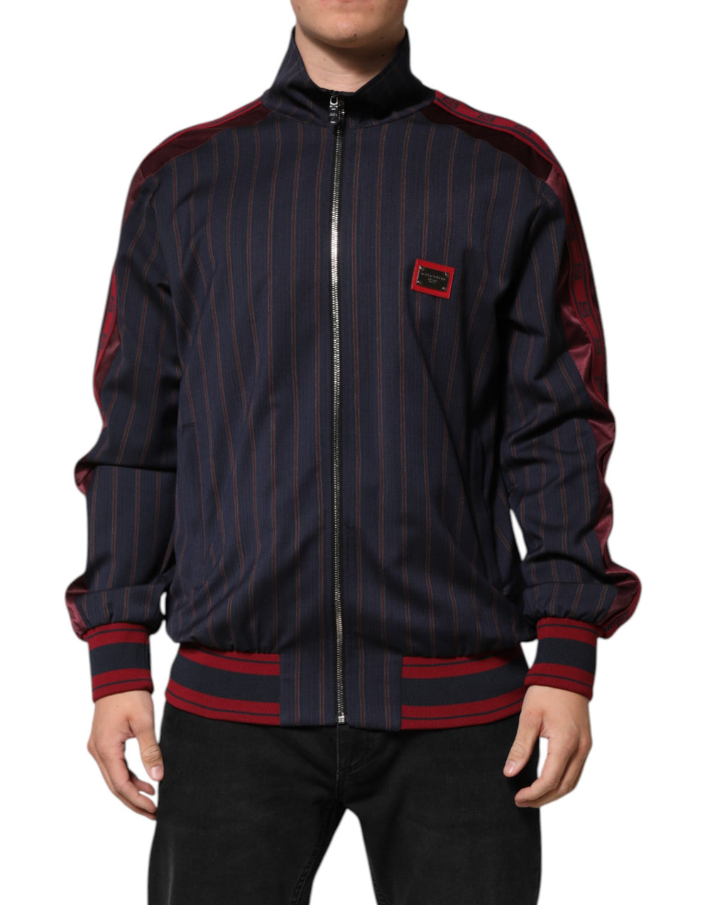 Dolce & Gabbana Virgin Wool Zip Jacket in Blue and Red
