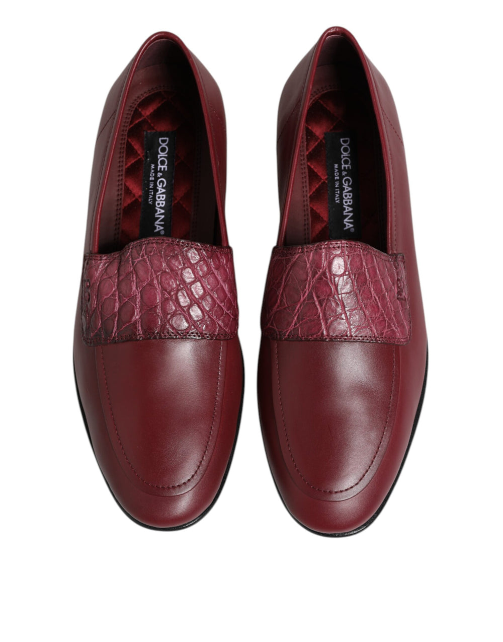 Dolce & Gabbana Calfskin Leather Slip-On Loafers in Burgundy